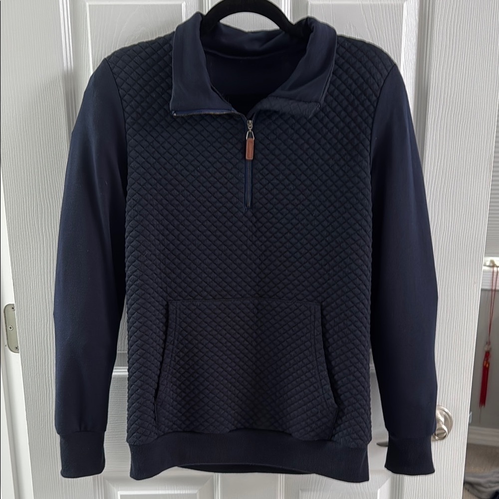 Amazon Blue Quilted Mock Neck Sweatshirt